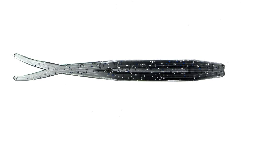 Smoke With Silver & Blue Flake 4In Jerk Shad